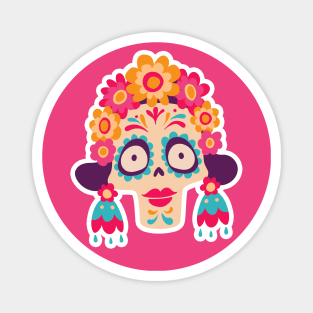 Cute Day of the Dead Sugar Skull Woman Magnet